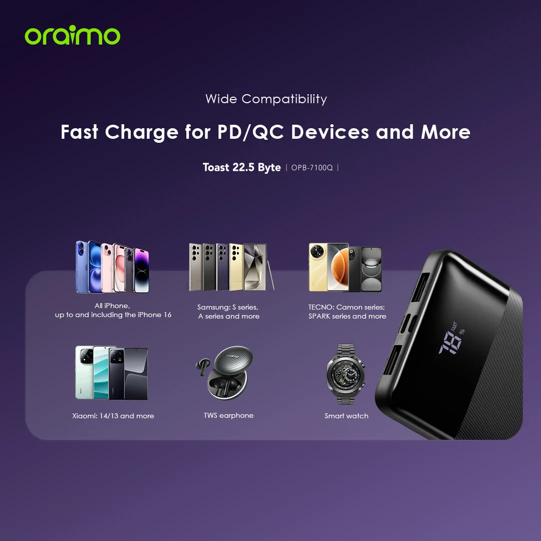 Oraimo OPB-7100Q Toast 22.5 Byte 10000mAh 22.5W Power Bank - Image 4