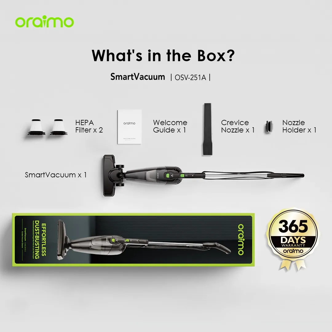 Oraimo OSV-251A SmartVacuum Corded Vacuum Cleaner with 5m Cord, 500W High Speed Powerful Suction - Image 2