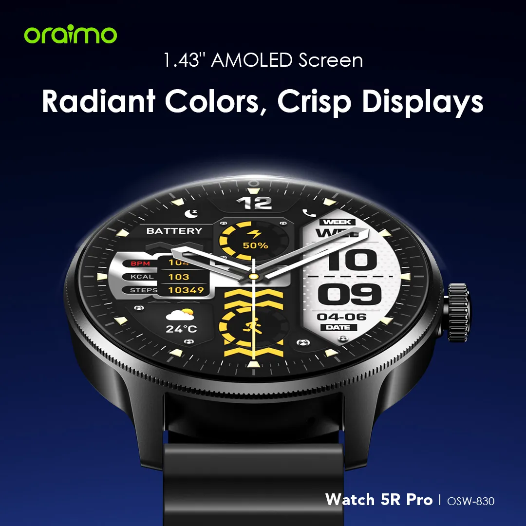 Oraimo OSW-830 Watch 5R Pro 1.43" AMOLED 2.5D Floating Interface IP68 Smart Watch - Image 9