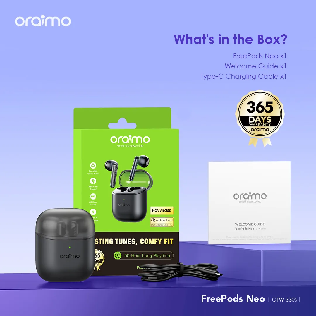 Oraimo OTW-330S FreePods Neo Half In Ear True Wireless Earbuds - Image 2
