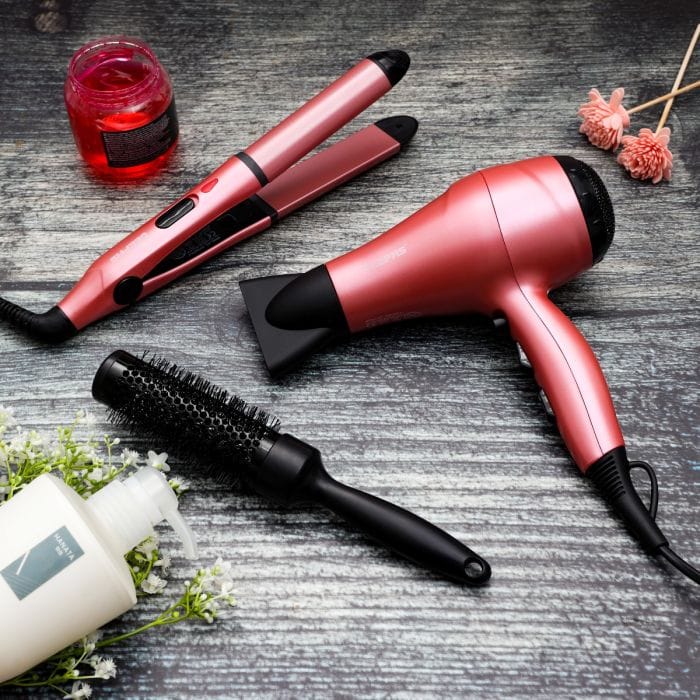 Geepas GHF86054 4-in-1 Hair Dryer, 2-in-1 Hair Straightener & Curler with Round Brush & EVA Carry Bag | 2000W | Ceramic Coating Plates| PTC Heater| 360° Swivel Cord - Image 2