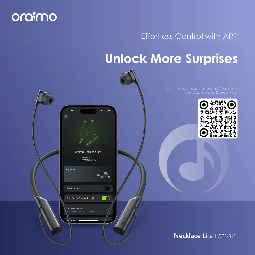 Oraimo Necklace Lite Call Vibration Wireless Earphones - Image 7