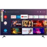 Geepas 65 inches 4K Ultra HD LED Android Smart TV WiFi with Netflix, YouTube, Mirror cast, power saving, slim LED TV with three HDMI inputs, Black GLED6559 - DVBT2/S2