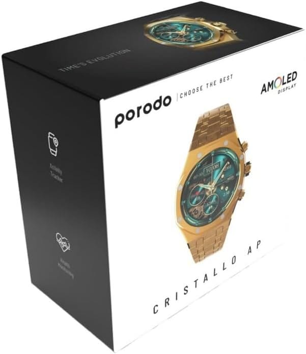 Porodo CristalloAP Smart Watch Blue Dial - Gold - Image 3
