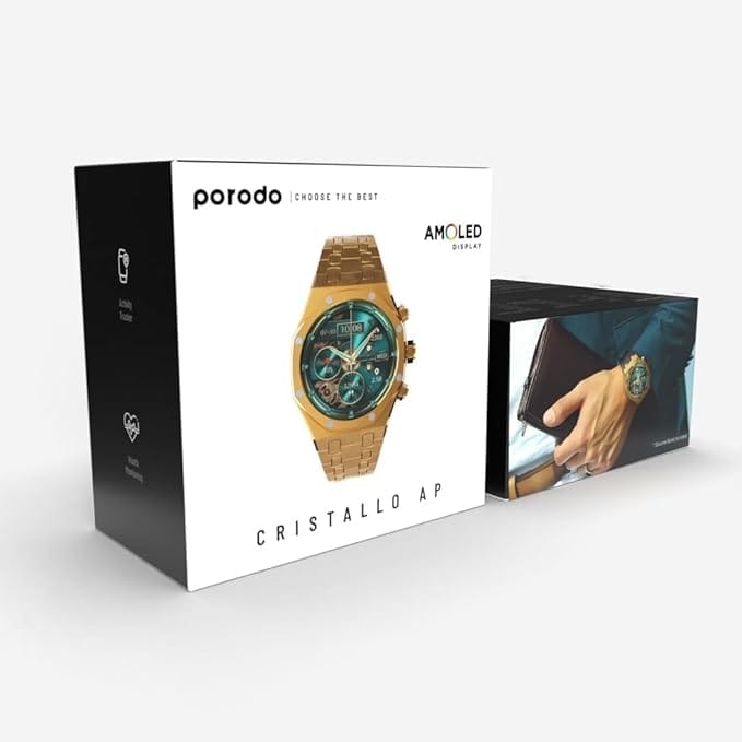 Porodo CristalloAP Smart Watch Blue Dial - Gold - Image 2