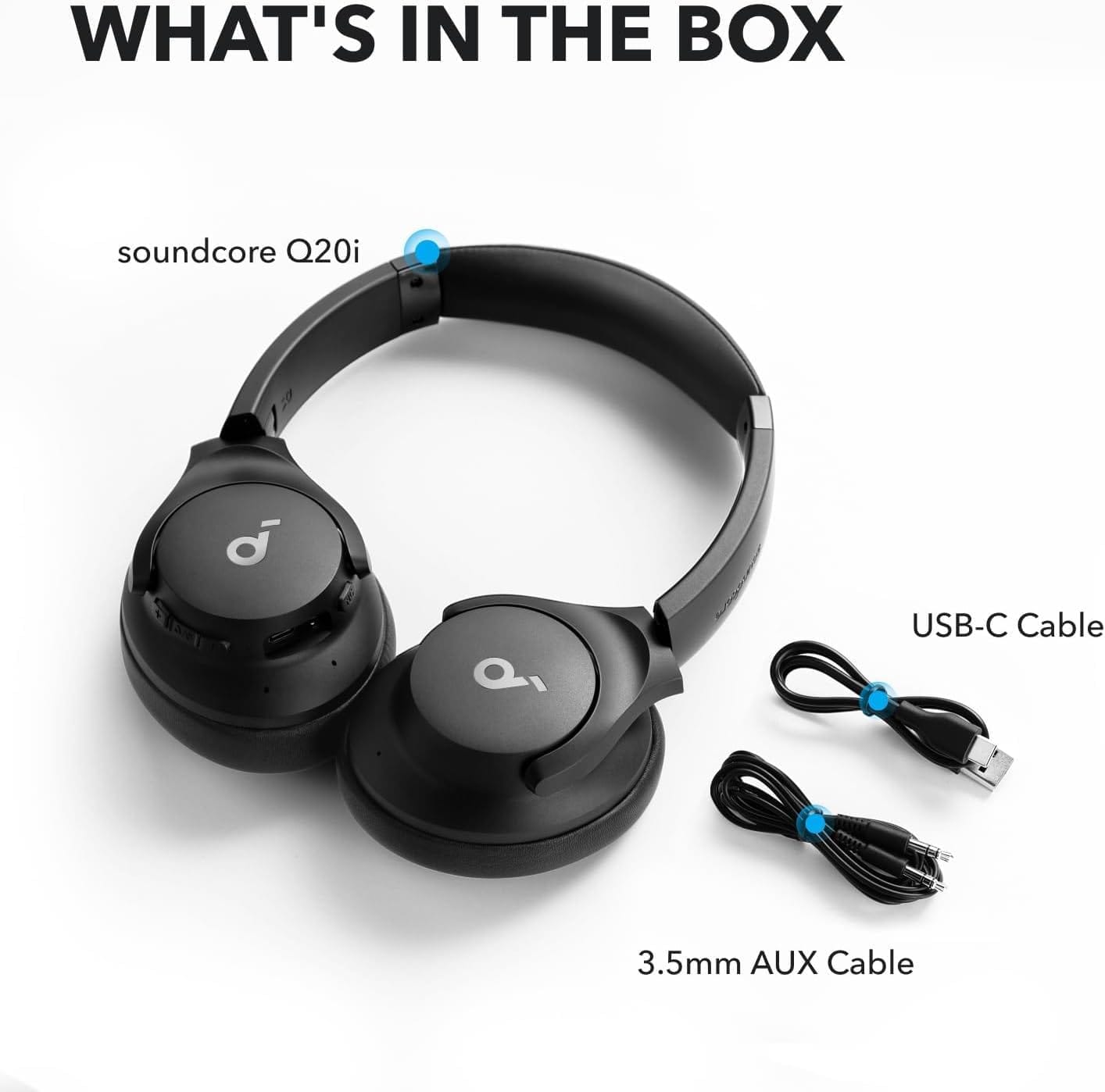 Soundcore by Anker Q20i Hybrid Active Noise Cancelling Headphones, Wireless Over-Ear Bluetooth, 40H Long ANC Playtime, Hi-Res Audio, Big Bass, Customize via an App, Transparency Mode - Image 3