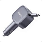 Anker Retractable USB-C Car Charger, 75W Max Fast Charging with Built-in Retractable Cable Car Adapter, Car Accessories for iPhone 17/16 Series, Galaxy S25/S24, MacBookPro/Air, iPad, and More