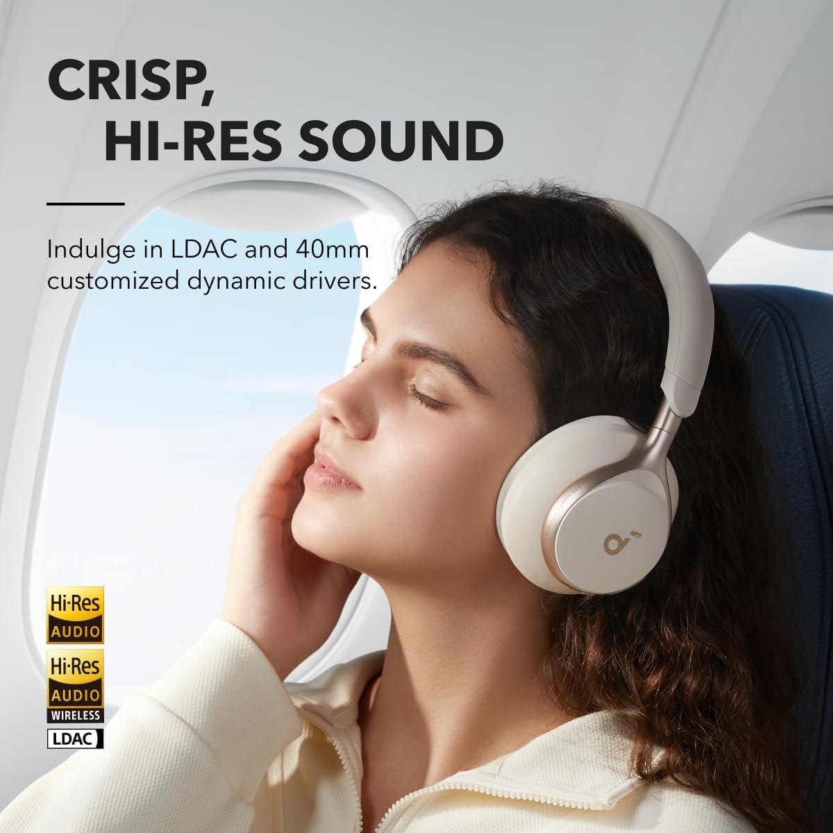 Soundcore by Anker, Space One, Active Noise Cancelling Headphones, 2X Stronger Voice Reduction, 40H ANC Playtime, App Control, LDAC Hi-Res Wireless Audio, Comfortable Fit, Clear Calls, Bluetooth 5.3 - Image 3