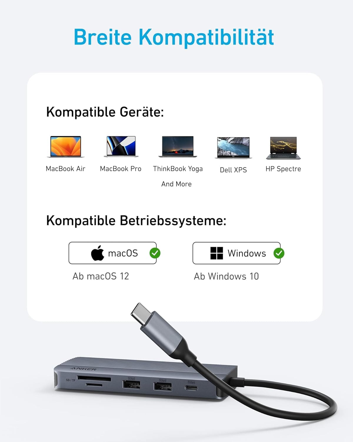 Anker Dual-Display USB-C Hub (10-in-1), 4K @ 30Hz HDMI Display with 100W Max Power Delivery, 5 Gbit/s USB-C and USB-A Data Ports, for MacBook, Lenovo, Dell XPS, HP Laptops A83C20A1 - Image 3