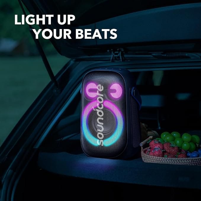 Soundcore Anker Rave Neo 2 Portable Speaker with 80W Stereo Sound, PartyCast 2.0, Light Show, IPX7 Waterproof, 18H Playtime, Customizable EQ & Bass Up for Party, Tailgating, Black - Image 5