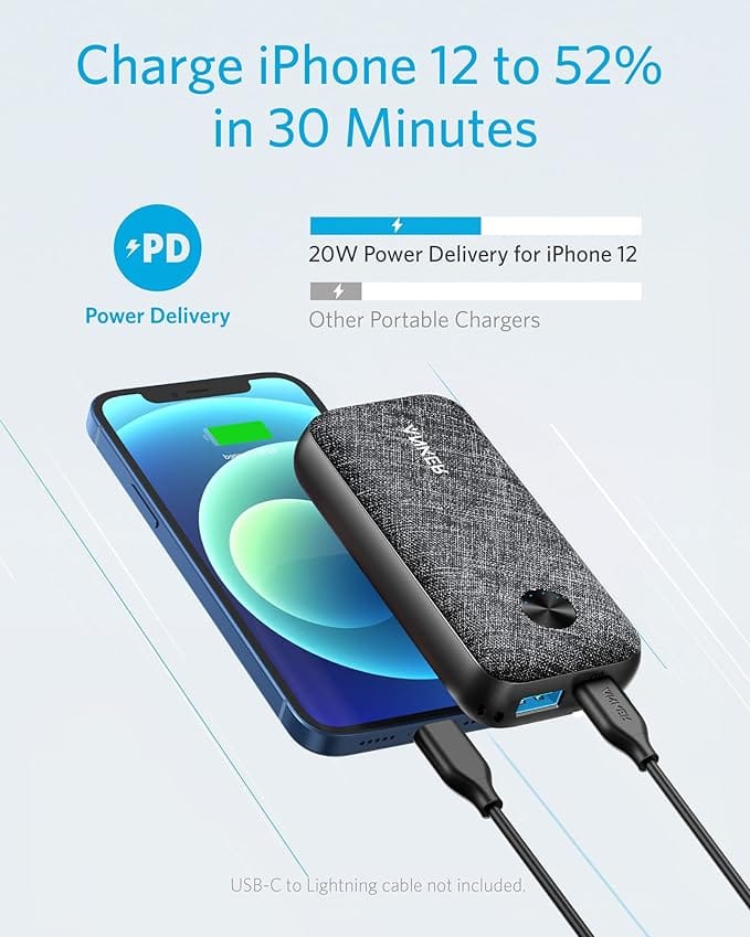 Anker PowerCore Metro 10000 mAh, 25W, 1-Port USB-C, 1-Port USB-A, Black - Image 6
