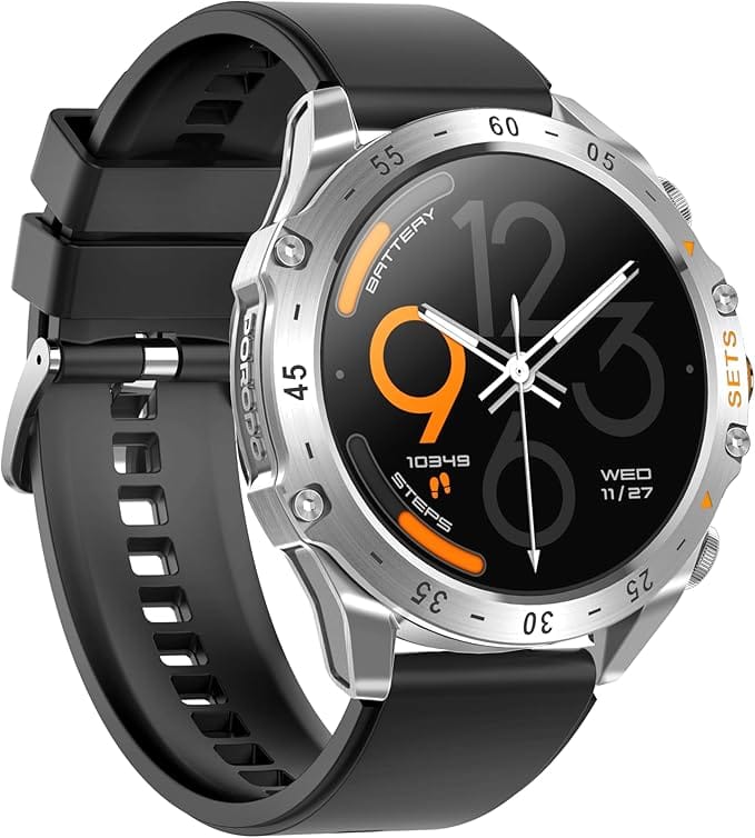 Porodo Hype Smart Watch Black dial with Earbuds and Black Leather Band Sleep Monitor Heart Rate Pedometer IP67 Water Resistant Smartwatch With Earbuds Leather Band Included (Silver) - Image 6