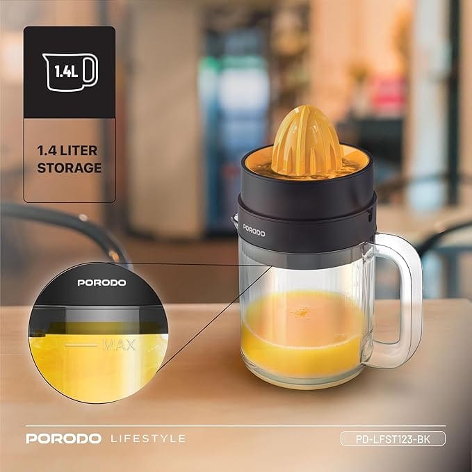 Porodo Lifestyle BI-Directional Juicer 30W, 1.4L Juice Cup Capacity, Smart Fold Design, Food Safe Material, Large/Small Cones, Two Way Rotation, Uk 3-Pin Plug - Black - Image 5