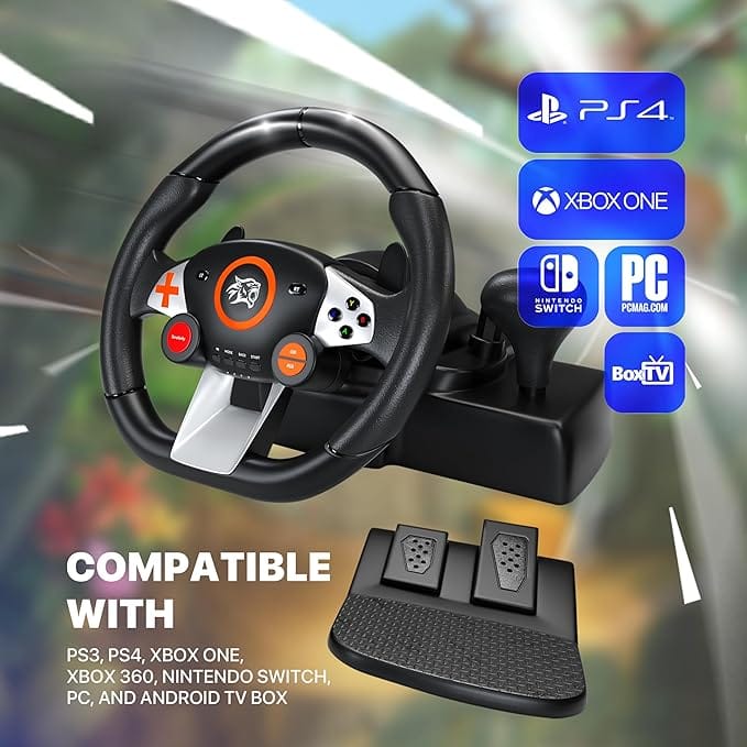 Porodo Gaming 7in1 Steering Wheel - Image 5