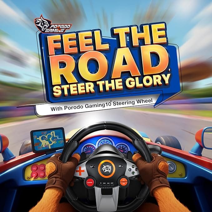 Porodo Gaming 7in1 Steering Wheel - Image 6