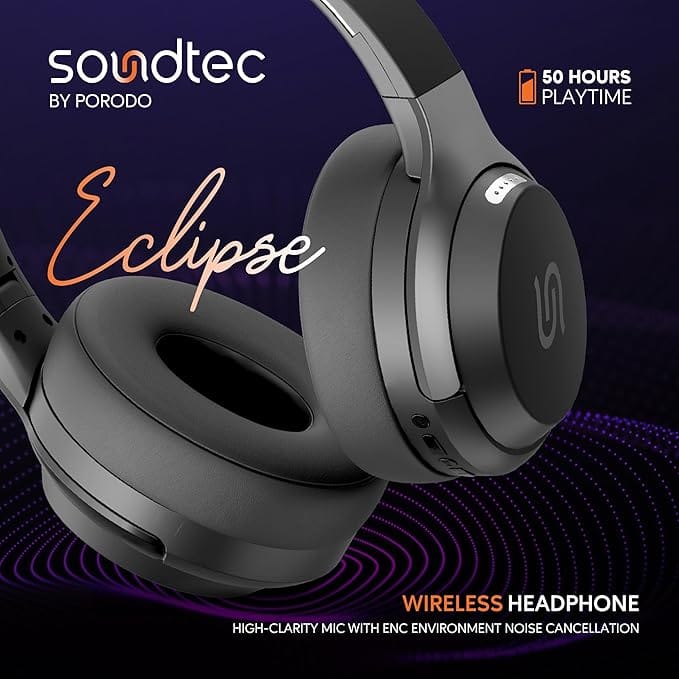 Porodo Soundtec Hybrid ANC Headphone Noise Cancelling Comfort Cushions 30 Hours - Image 8