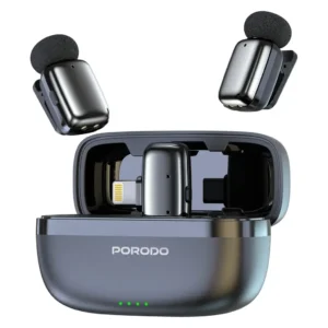 Porodo Wireless Lavalier Microphones Lightning - Black