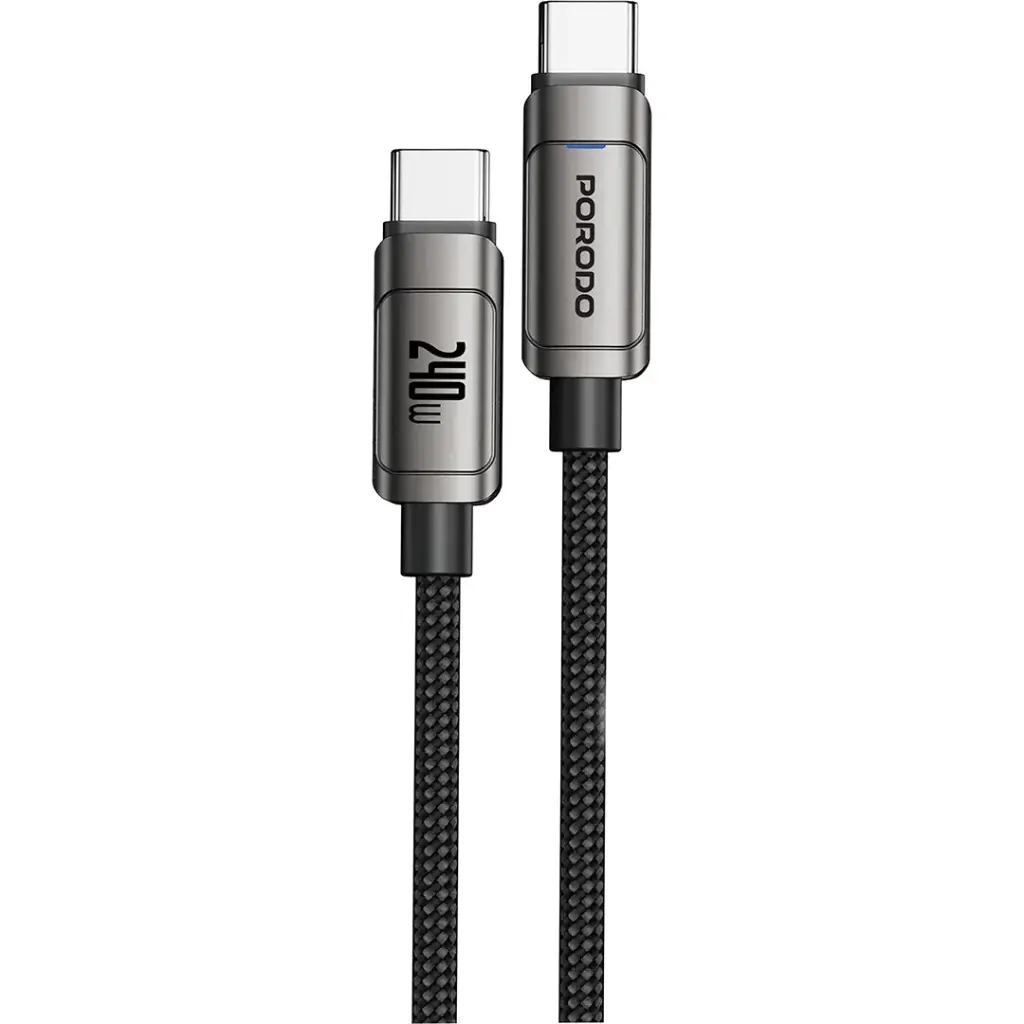 Porodo PowerSync 240W High-Speed USB-C Cable - Gray
