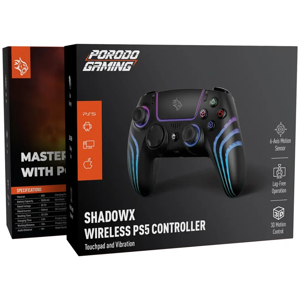 Porodo Gaming Shadowx Wireless PS5 Controller with Touchpad & Vibration - Image 3