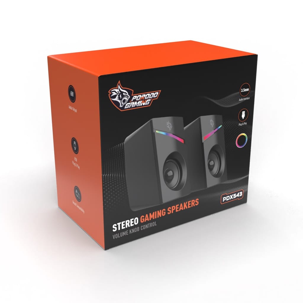 Porodo Gaming Stereo Speakers Volume Knob Control - Image 9