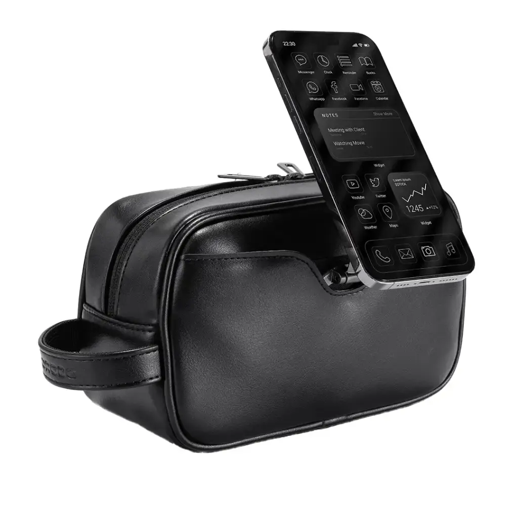 Porodo Lifestyle MagSafe Travel Organizer Pouch with Phone Holder - Black - Image 6