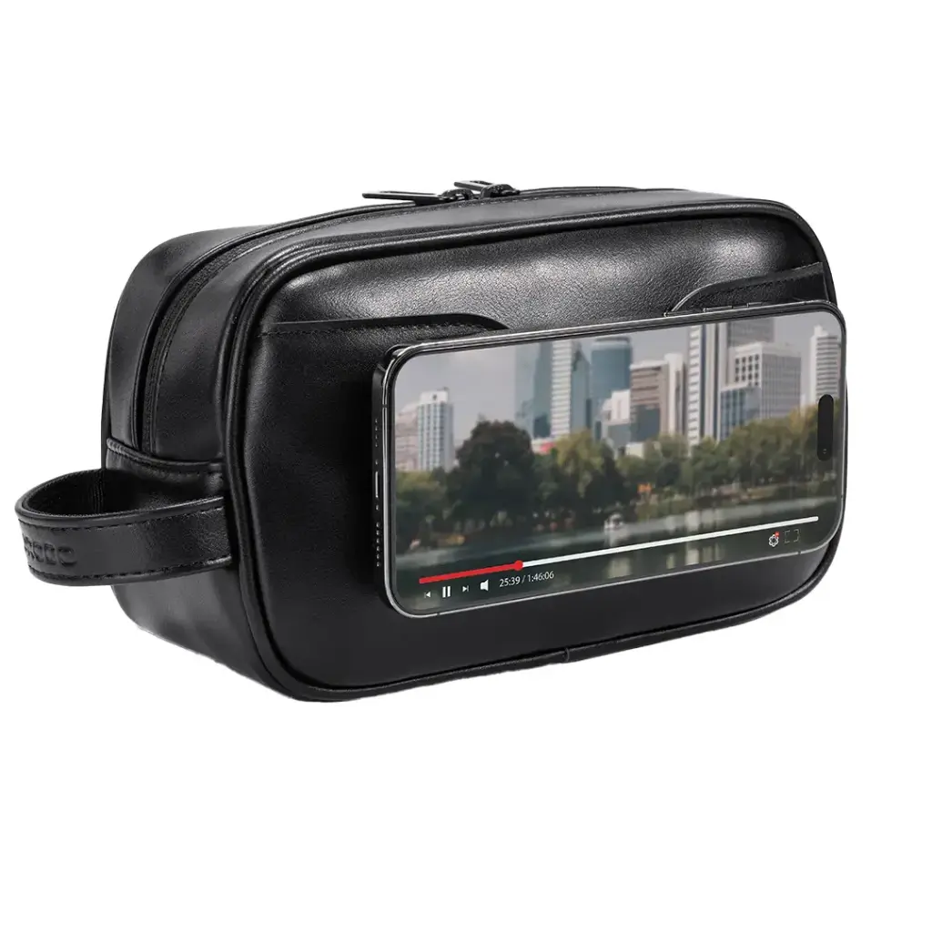 Porodo Lifestyle MagSafe Travel Organizer Pouch with Phone Holder - Black - Image 4