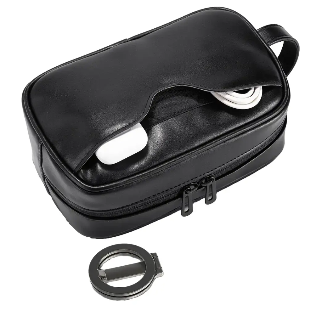Porodo Lifestyle MagSafe Travel Organizer Pouch with Phone Holder - Black - Image 5