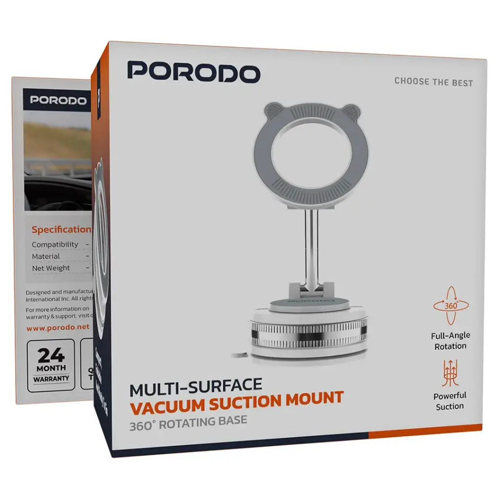 Porodo Multi-Surface Vacuum Suction Mount - White - Image 3