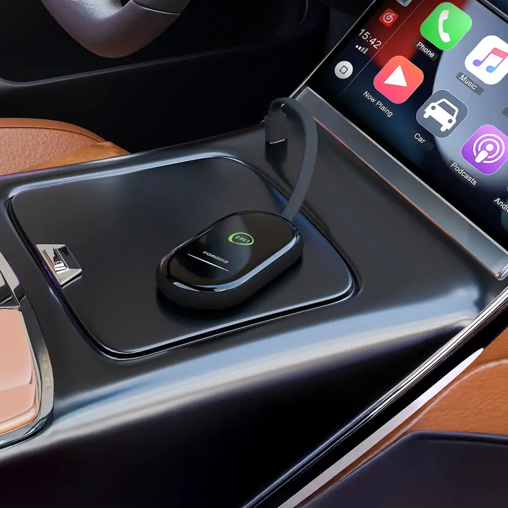 Porodo Play-X Wireless Carplay Adapter with Wi-Fi and Bluetooth Connectivity - Black - Image 2