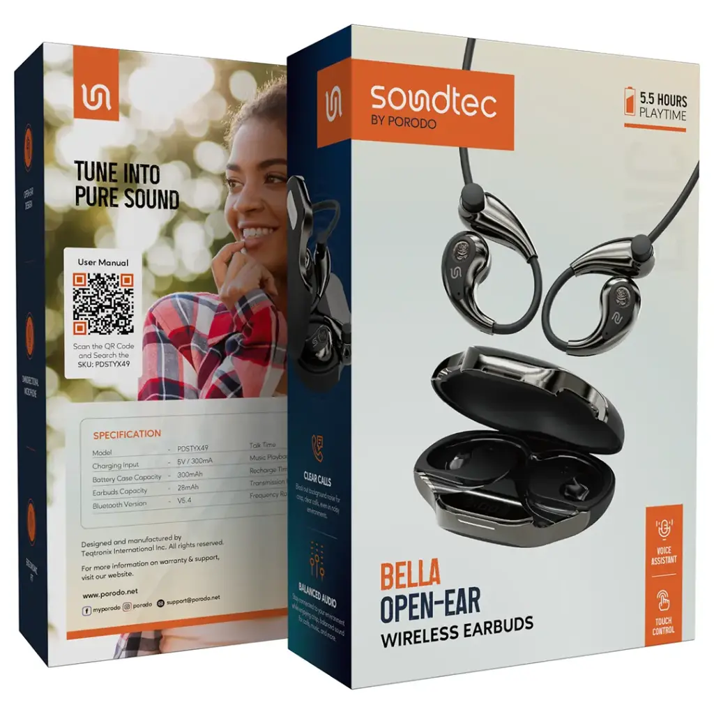 Porodo Soundtec Bella Open-Ear Wireless Earbuds - Image 3