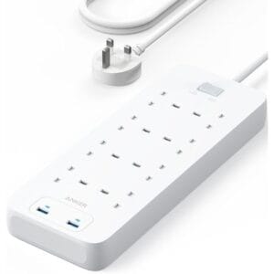 Anker 342 Power Strip with 8 AC Outlets & 2 USB Ports (12W Extension), PowerIQ Technology, Surge Protection, Fire-Resistant Casing, 1.8m Cable, Wall Mountable, for Home and Office