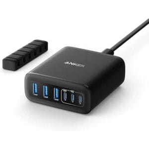 Anker Charger 112W 6 Ports USB C Charger SG 3 Pin Plug USB Charger Black