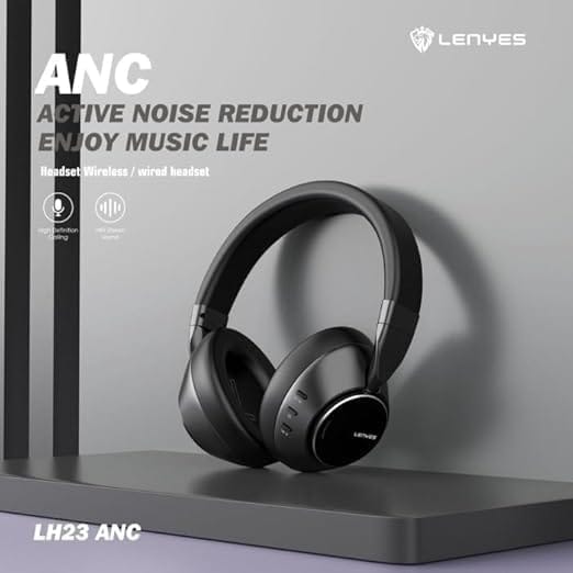 LENYES LH23 ANC Headphone Studio Wireless Bluetooth 5.3 Hifi Stereo Headset Foldable With HD Microphone - Image 2
