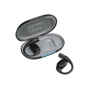 Lenyes AIR 202 Bluetooth 5.4 Wireless Earphones | 7.5H Playtime | 14.2mm Drivers | IPX4 Waterproof | Open-Ear Hook Design | Fast Charging (Black)