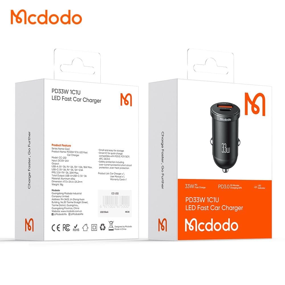 Mcdodo CC-2320 Cool Series LED Fast Car Charger PD33W 1C1U - Image 2
