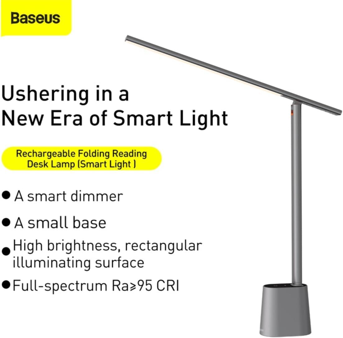 Baseus LED Desk Lamp Auto-Dimming Table Lamp Eye-Caring Smart Lamp Touch Control 47" Wide Illumination 250 Lumens 5W 3 Color Modes for Home Office, Living Room, Bedroom, Painting (Dark Grey) - Image 4