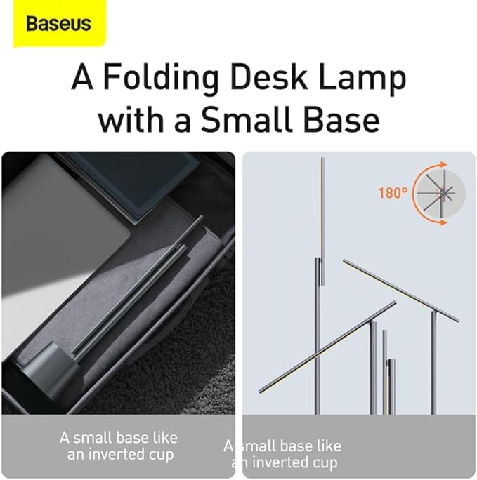 Baseus LED Desk Lamp Auto-Dimming Table Lamp Eye-Caring Smart Lamp Touch Control 47" Wide Illumination 250 Lumens 5W 3 Color Modes for Home Office, Living Room, Bedroom, Painting (Dark Grey) - Image 7