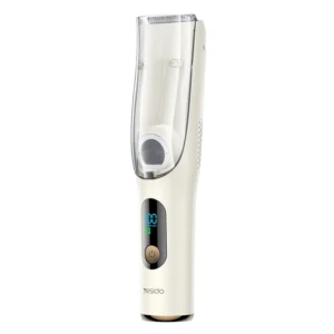YESIDO MG19 Kids Hair Clipper (Ceramic Blade, Hair Suction, Digital Display, 2-Speed, 150min Runtime) – White