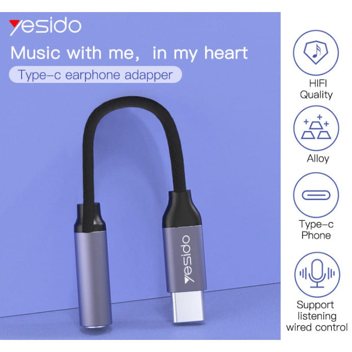 Yesido YAU19 Aluminum Alloy Nylon Cable USB Type-C To 3.5mm Aux Port Audio Adapter Cable - Image 4