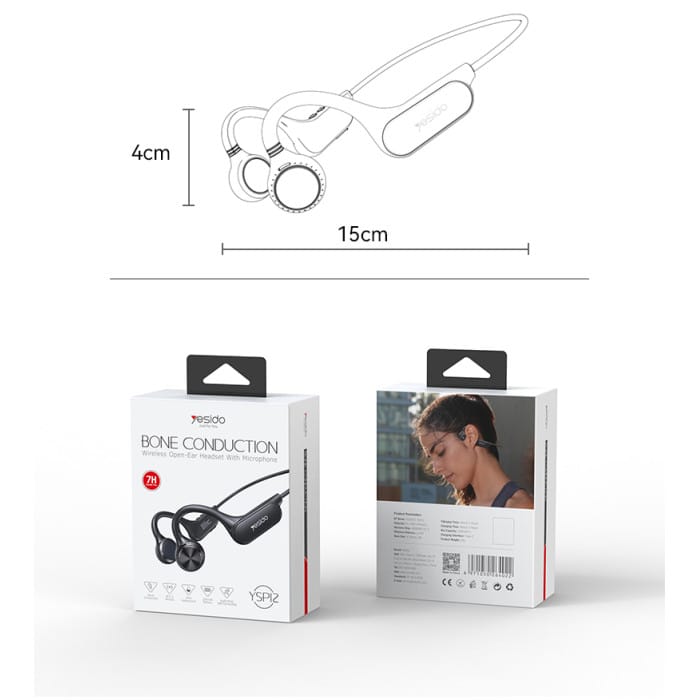 YESIDO YSP12 Bone Conduction Wireless Earphones – BT 5.3, IPX4 Waterproof, 9H Playback, Open-Ear Design - Image 2