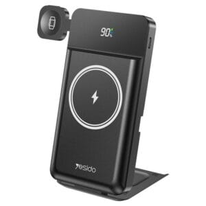 YESIDO YP69 10000mAh 6-in-1 Magnetic Wireless Power Bank (15W Fast Charge, USB + Type-C, LED Display) – Black