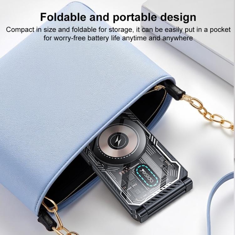 Yesido DS25 3-in-1 Folding Magnetic Wireless Charging Station (15W Fast Charge, MagSafe Compatible, Compact Travel Design) – Black - Image 8