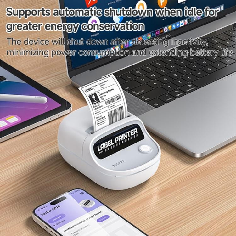 YESIDO SP10 Portable Thermal Label Printer – Wireless BT, 203 DPI, 25–48mm Labels, Compact & Rechargeable - Image 8