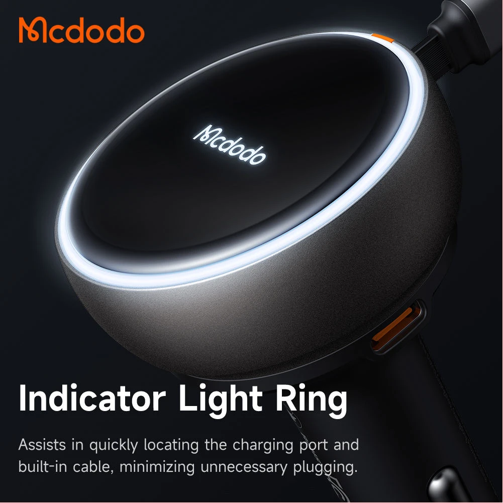 Mcdodo CC-485 FreeGo 80W PD Car Charger with 80cm Retractable USB-C Cable, Triple Device Fast Charging - Image 4