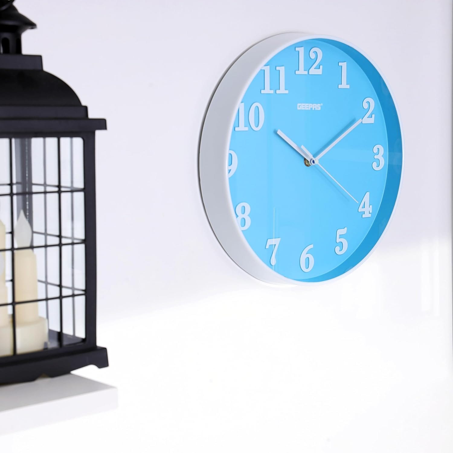 Geepas GWC26014 Wall Clock 3D Numbers | Silent Non-Ticking | Round Decorative Wall Clock for Living Room, Bedroom, Kitchen (Battery Not Included) | 2 Years Warranty (Sky Blue) - Image 8