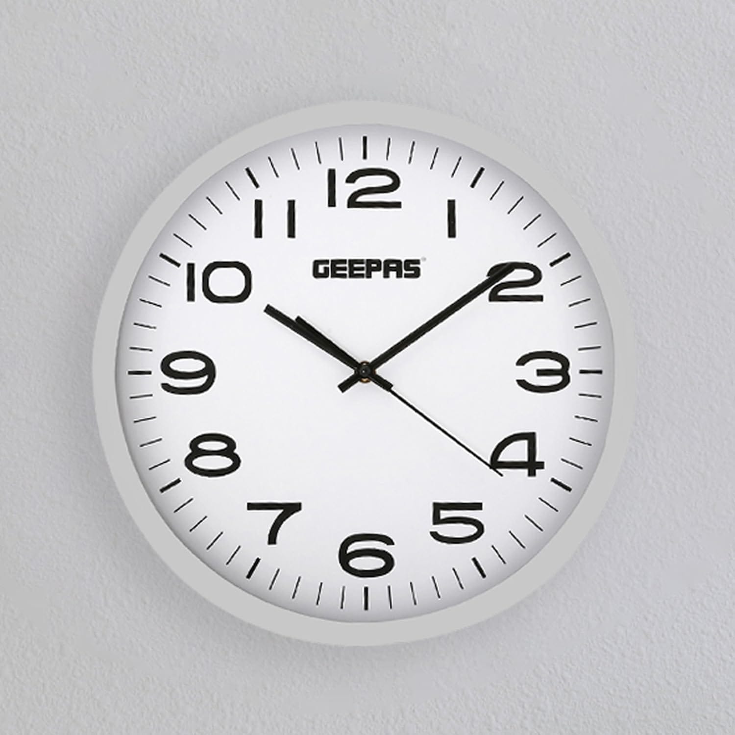 Geepas GWC26016 Round Wall Clock with Decorative Campagne, 36 cm Diameter, Silver - Image 2