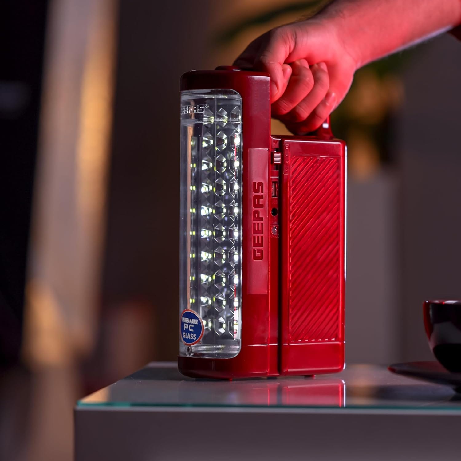 Geepas 24 Mega Luminous LED's Rechargeable LED Lantern Set Of 2 | 30 Super Bright SMD LEDs, Energy Efficient, USB Charging Red & Black, GE5566 - Image 6