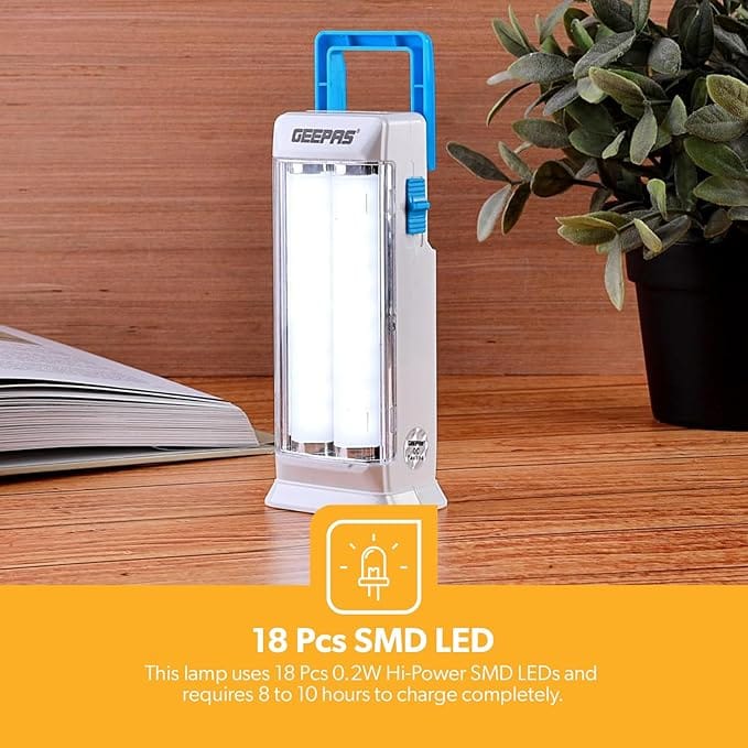 Geepas GE53013 Rechargeable LED Lantern - Emergency Lantern with 4 Hours Working & 18 Pcs SMD 0.2W Hi-Power Luminous LEDs | Ideal for Home, Camping & More (Copy) - Image 8