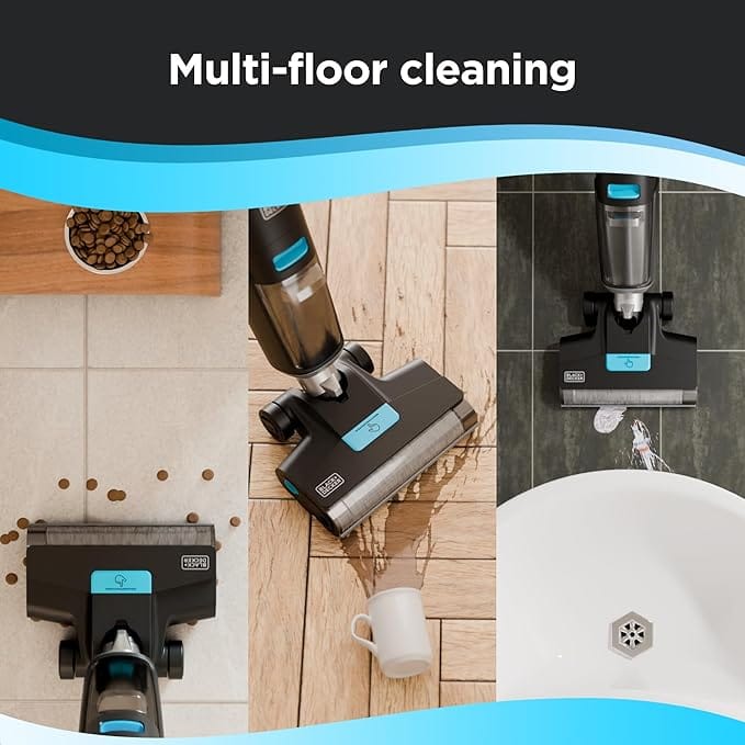 BLACK+DECKER Cordless Wet Dry Vacuum Cleaner and Mop, Vacuum Wash Duo, Self-Cleaning, Edge Cleaning Design, Digital Display, Compact and Space-Saving, Blue - VW252BR-B5 - Image 4