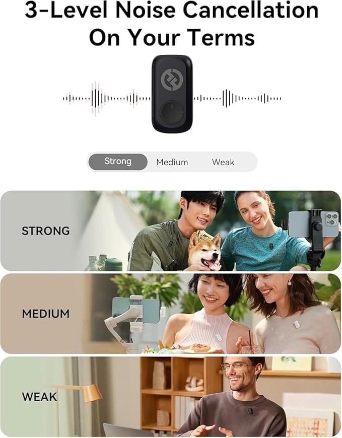 Hollyland LARK A1 Combo - Wireless Lavalier Microphone for iPhone & Android (2TX + USB-C RX + Lightning RX + Charging Case), Wireless Mic Magnetic for Vlogging, YouTube, TikTok, Live-streaming (Black) - Image 7